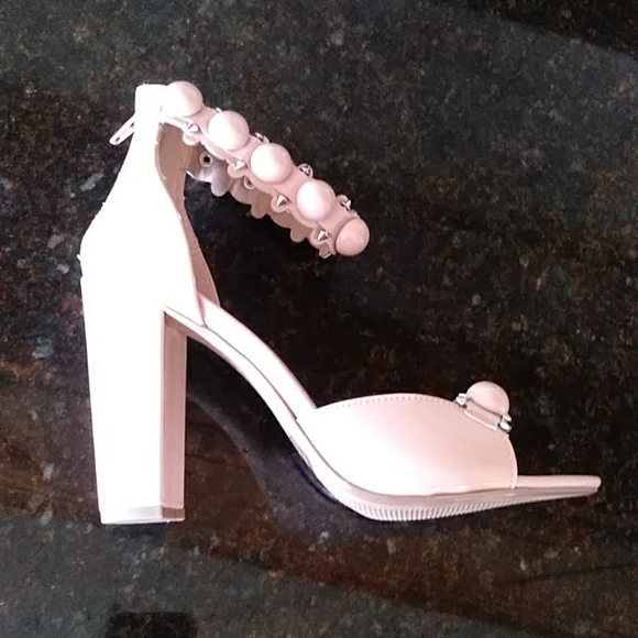 Charlotte Russe Y2k Studded Quecy Chunky Block Heels 10 Nude - Picture 12 of 16